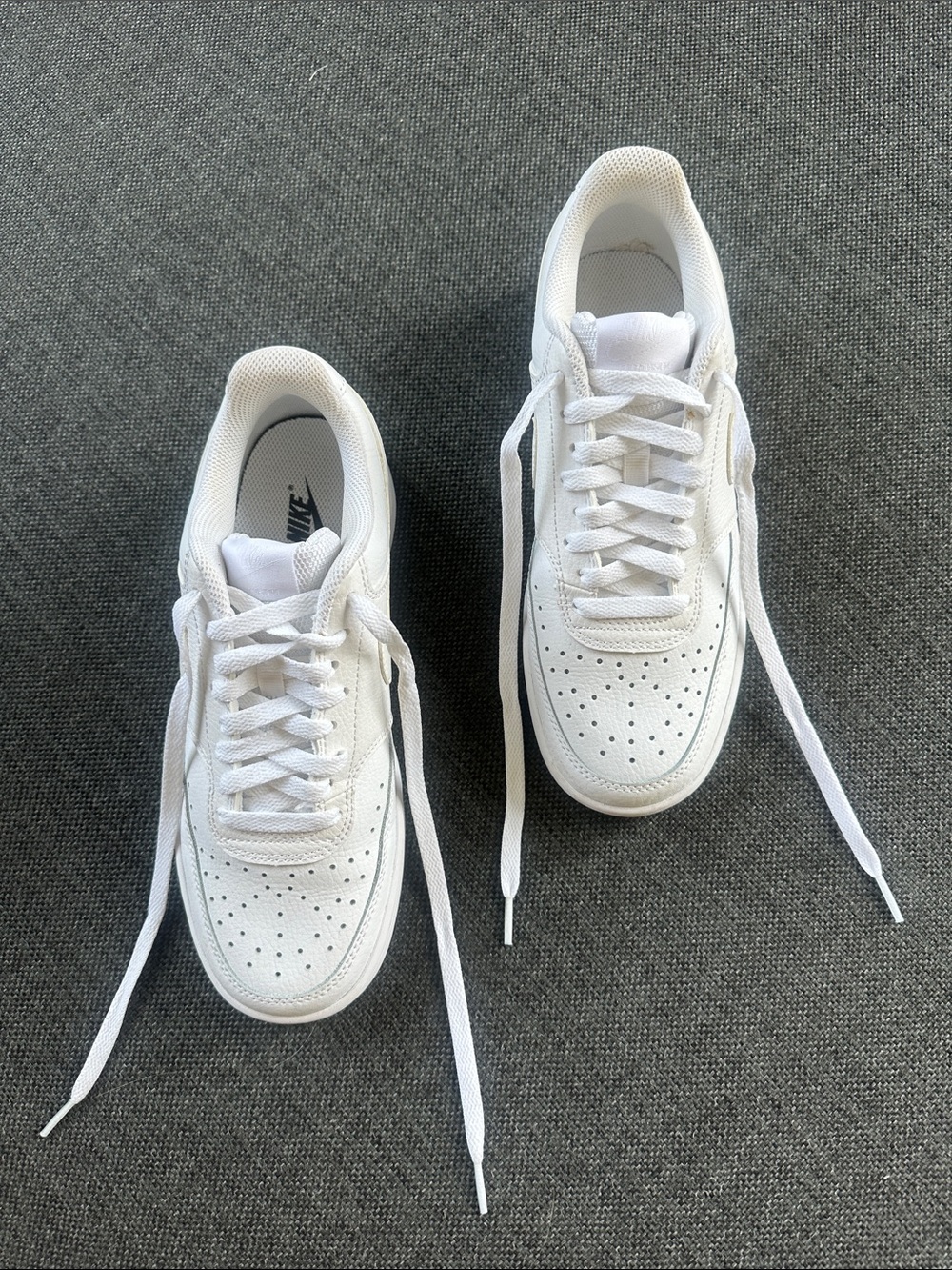 Nike White Low-Top Sneakers with Perforated Toe